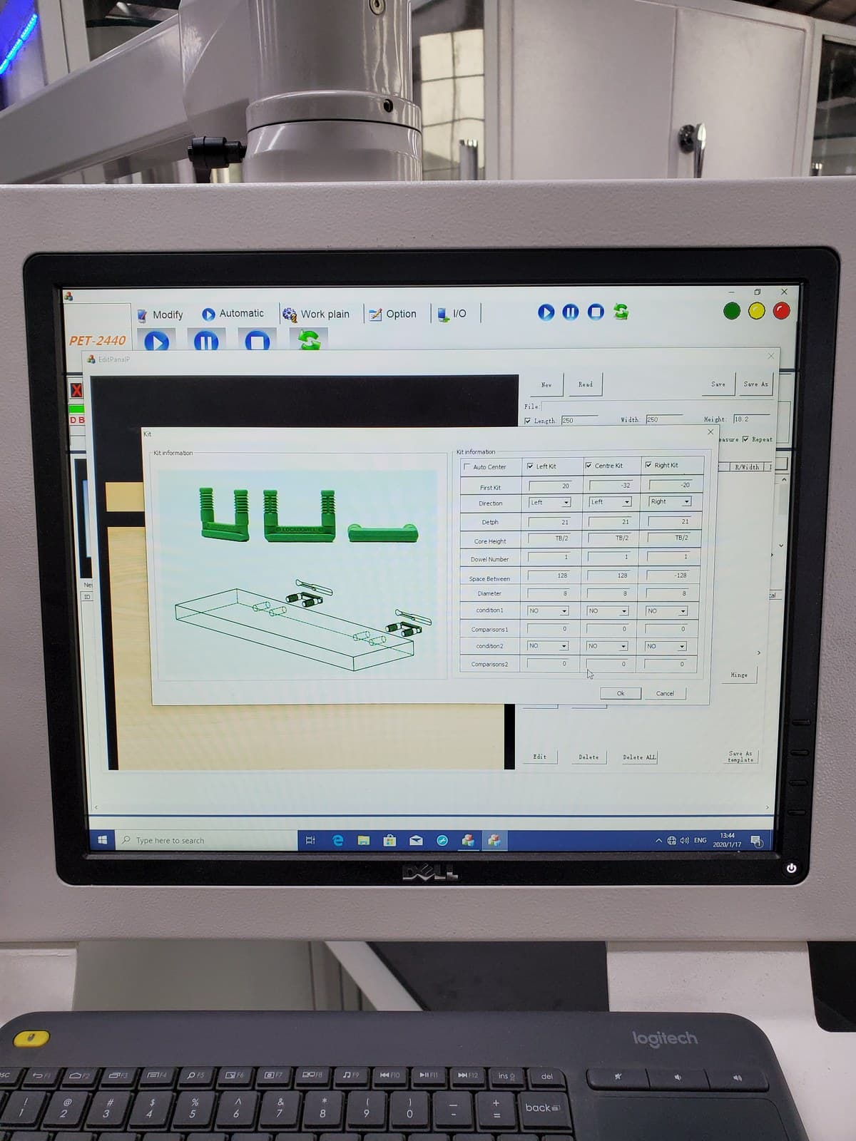 3D visual kit interface used to program Lockdowel insertion kits